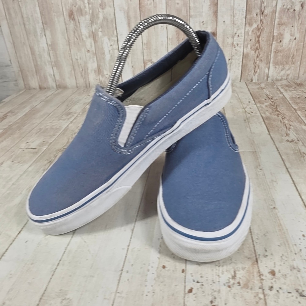 Vans Slip On Canvas Shoes Blue Womens Size 8.5 Casual Sneakers - Picture 5 of 8